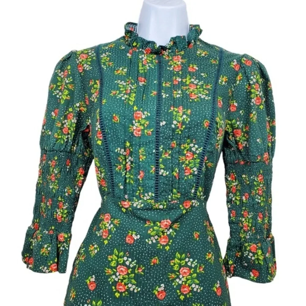 Urban Outfitters Womens Laura Ashley Maisy Puff Sleeve Floral Mini Dress Size S